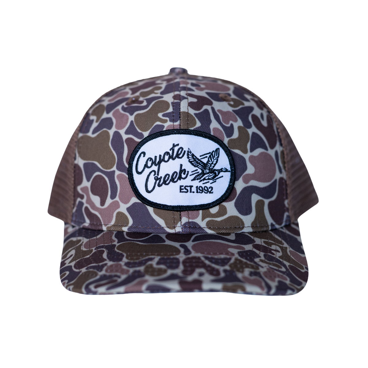 Coyote Creek Hat Co. Duck Trail Snapback — Camo Waterfowl Hunting Structured Hat