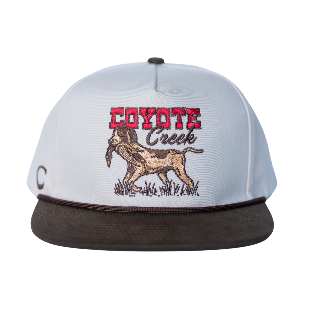 Coyote Creek Hat Co. Gump Rope Snapback — Bird Dog Flat Brim Structured Hat Front View