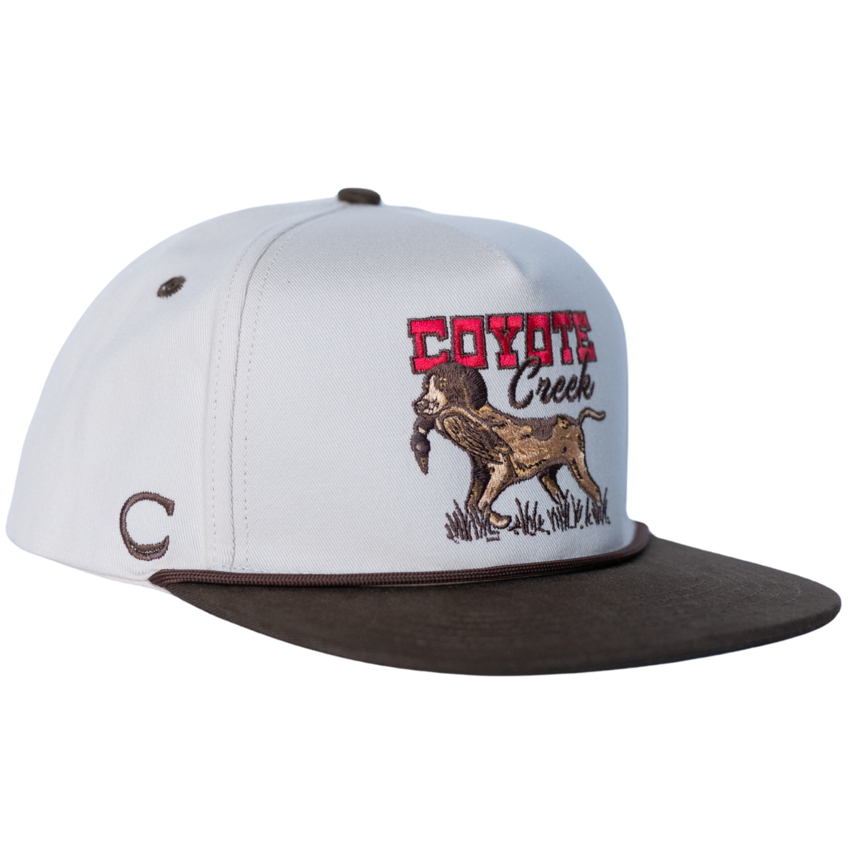 Coyote Creek Hat Co. Gump Rope Snapback — Bird Dog Flat Brim Structured Hat Side View