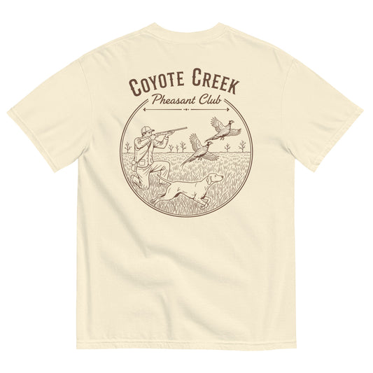 Coyote Creek Hat Co. Rooster Tee — Upland Bird Hunting Heavyweight Garment-Dyed T-Shirt Back View