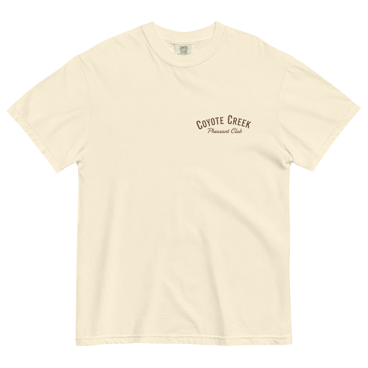 Coyote Creek Hat Co. Rooster Tee — Upland Bird Hunting Heavyweight Garment-Dyed T-Shirt Front View